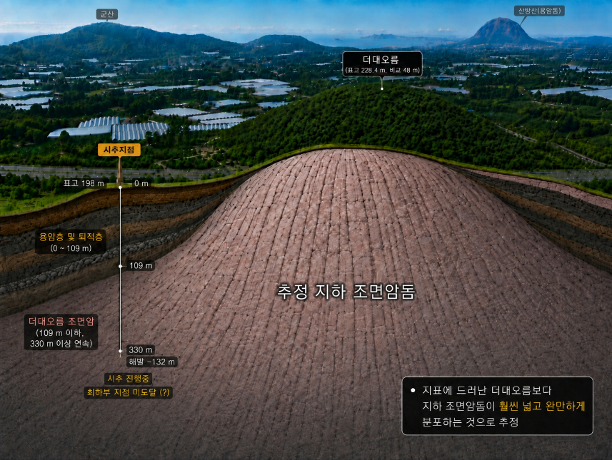 산방산 제주 더데오름 지하 거대 용암돔 발견